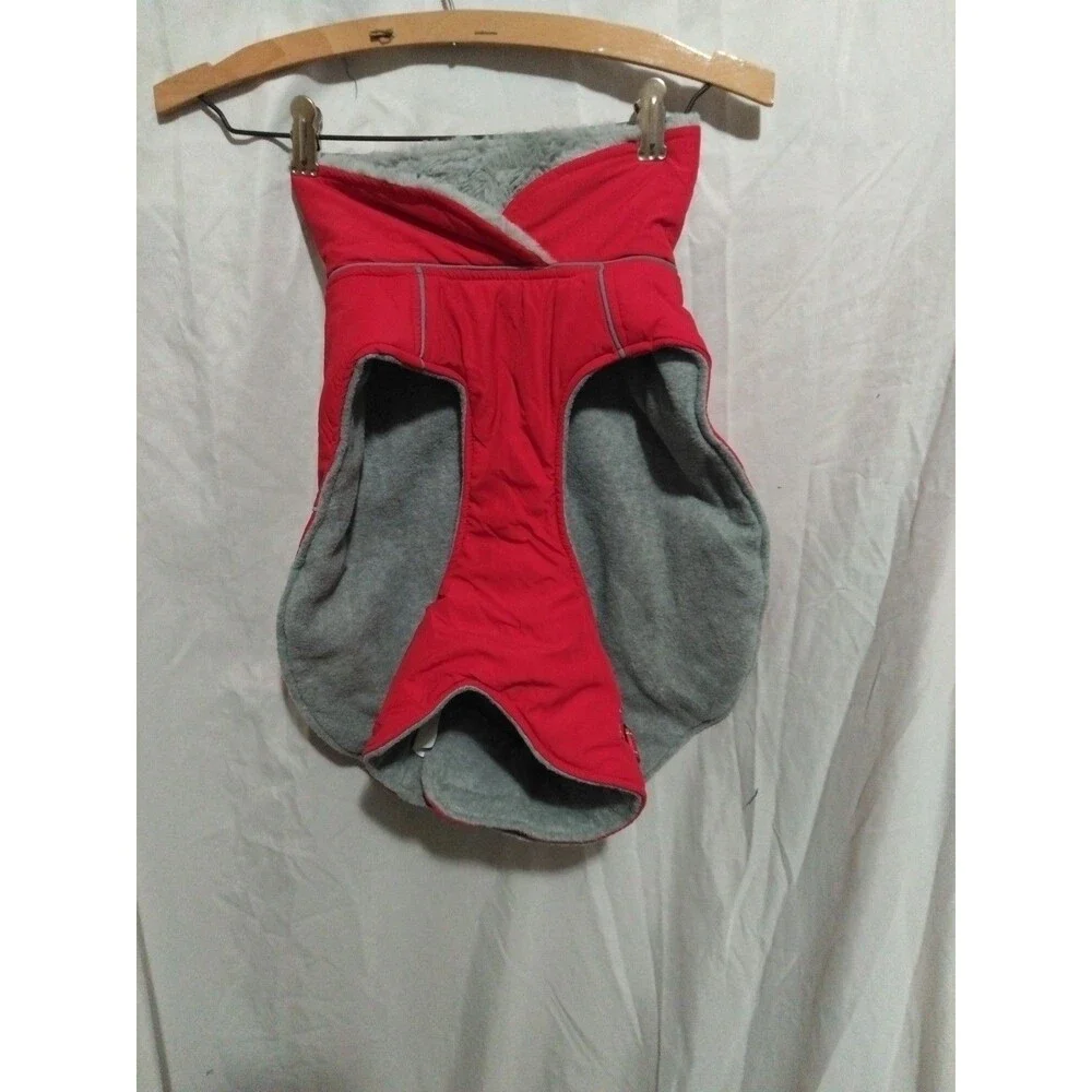 Red and Soft Gray Puffy Dog Jacket/Vest Size L